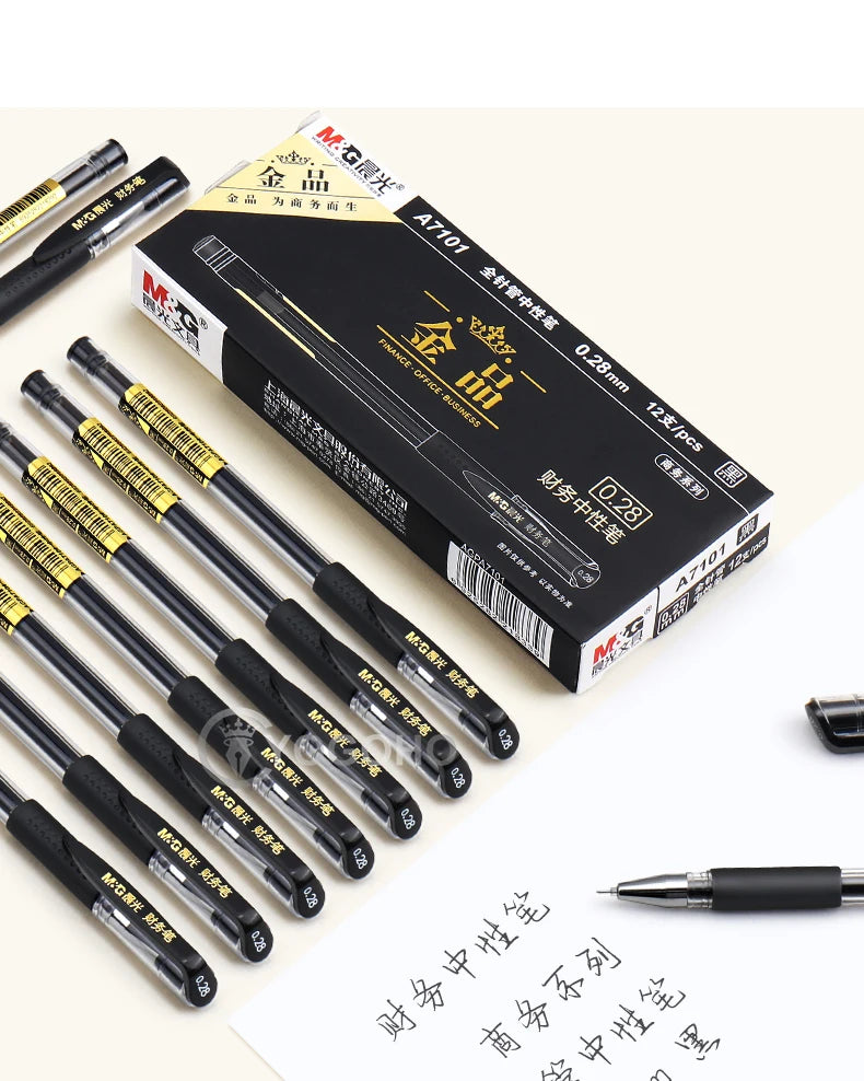 12pcs/box 0.28mm Ultra Fine point Gel Pen black ink refill gel pen for school office supplies stationary pens stationery