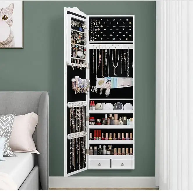 Full-length mirror, jewelry storage cabinet, one-piece wall-mounted mirror, home floor full-length mirror