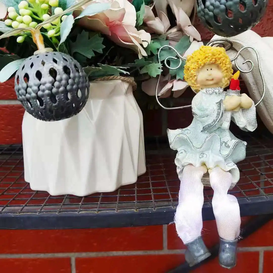 Pastoral Four Hanging Feet Little Angel Resin Accessories Outdoor Park Lawn Figurines Crafts Garden Balcony Sculpture Decoration