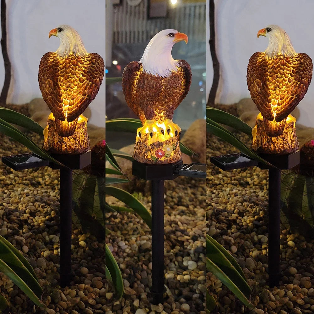 Waterproof Solar Power LED Light Garden Path Yard Lawn Owl Animal Ornament Lamp Outdoor Garden Decor Accessories Eagle Statues