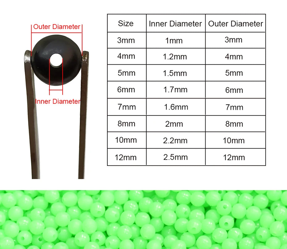 100pcs/pack Hard Round Fishing Beads Plastic Rig Beads 3mm-12mm Fishing Stopper Carp Fishing Gear Accessory