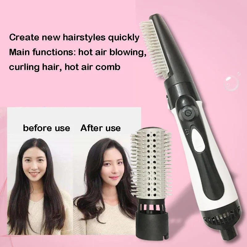 hair dryer Curling Hair 2 In 1 Brush Hot Air Styler Comb Curling Iron Roll Styling Brush Hair Dryer Blow With Nozzles SU404