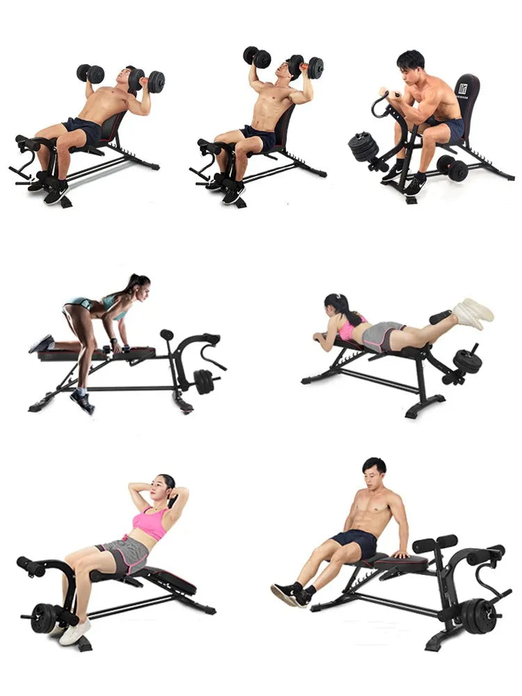 Gym Fitness Foldable Muscle Press Machine Supine Bench Dumbbell Board Sit-ups Rack Weight Lift Training Body Building Equipment