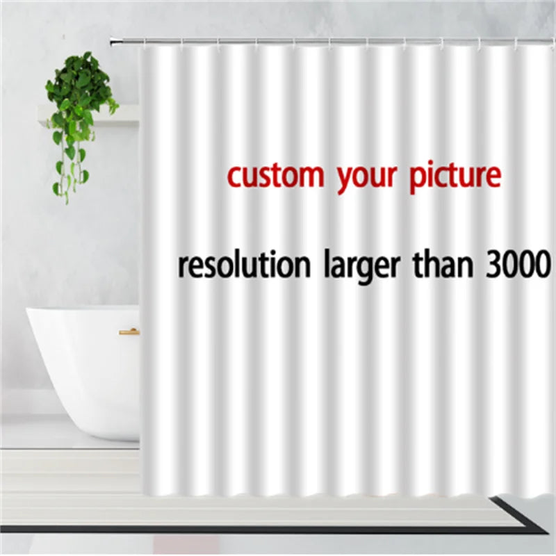 Custom Shower Curtain Landscape Cartoon Animal Flower Tropical Plant Pattern Polyester Fabric Decor Bathroom Curtains With Hooks