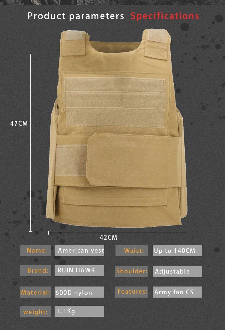 Tactical Vest Men Hunting Vest Plate Military Gear Airsoft Paintball Game Body Armor 4 Colors