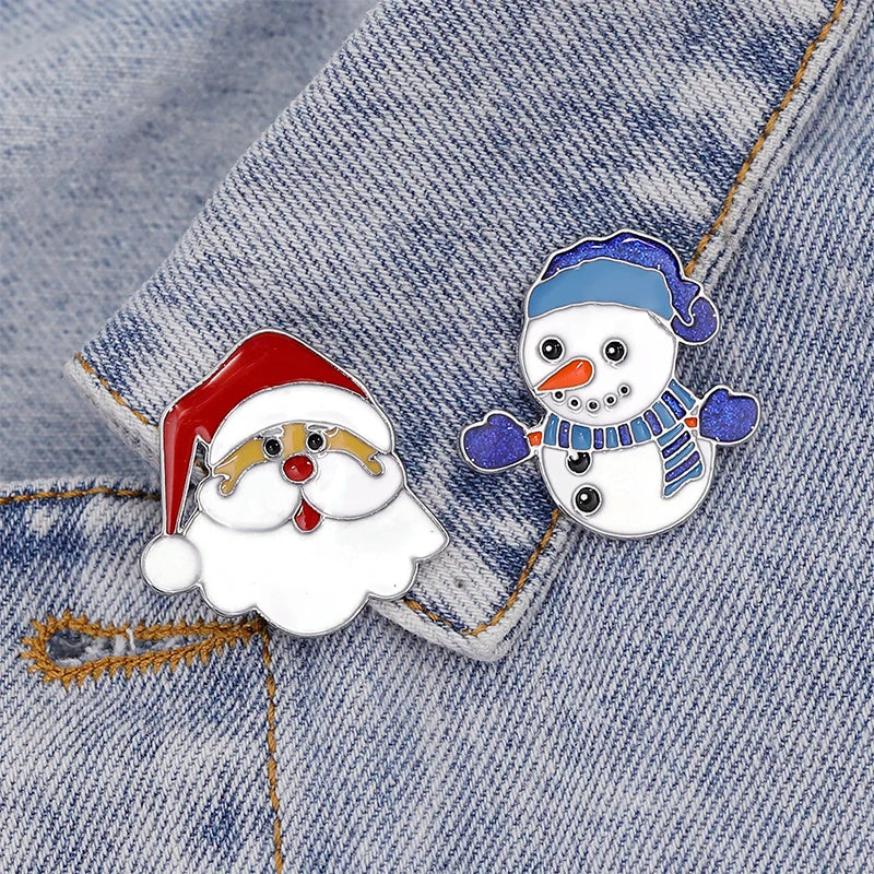 New Christmas Brooches Pins Cute Santa Snowman Claus Hat gloves Bells Socks Candy Enamel Pin Badges Brooch For Women Gift