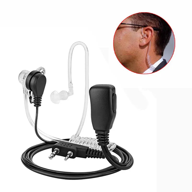 2 Pin PTT MIC Headset  Baofeng Acoustic Air Tube Microphone  Earphone Earpiece For EMF Anti Radiation Walkie Talkie Radio