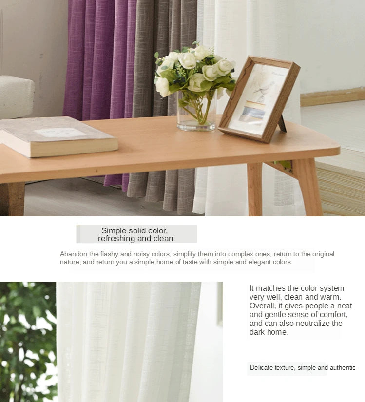 Simple modern cotton slub curtain yarn pure color cotton linen curtain yarn is thickened white curtain yarn for bedroom living