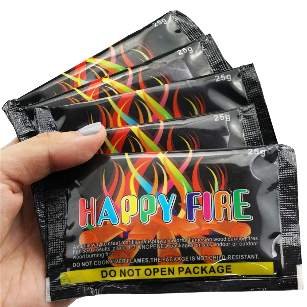 Colorful Flames Powder Bonfire Magic Fire Fireplace Color Sachet Pyrotechnics Magic Trick Outdoor Camping Hiking Survival Tool