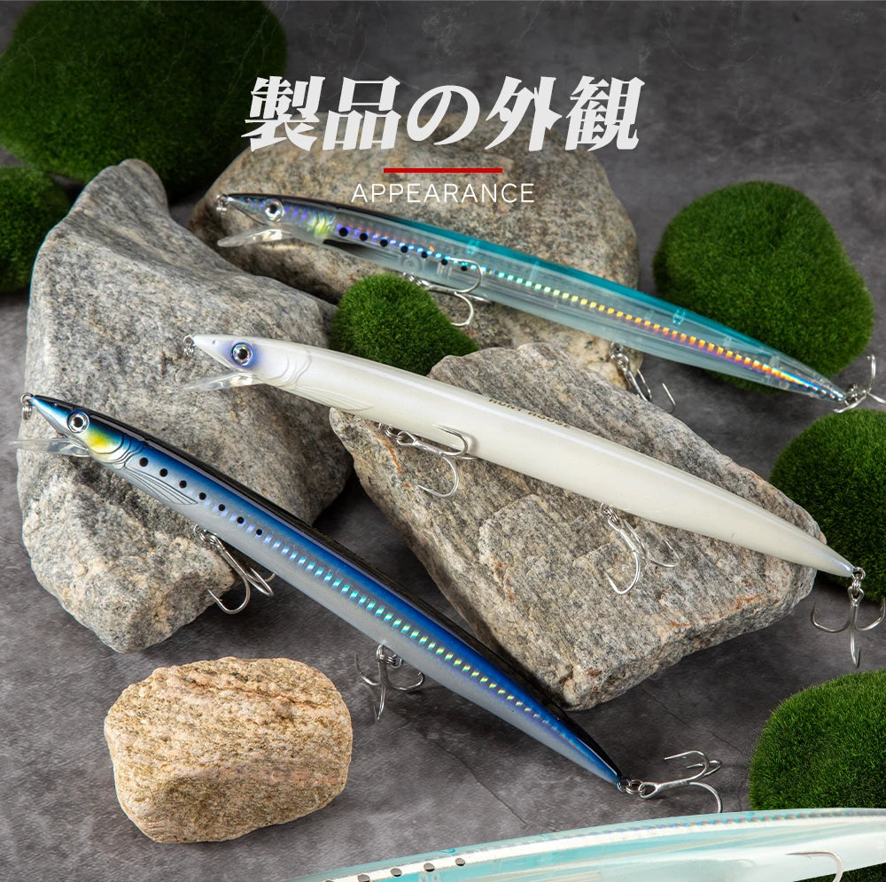 Hunthouse Minnow Fishing Lure Floating Sandeel Jerk Bonitos Seabass Fishing Tackle  Long Casting Seawater Hard Bait