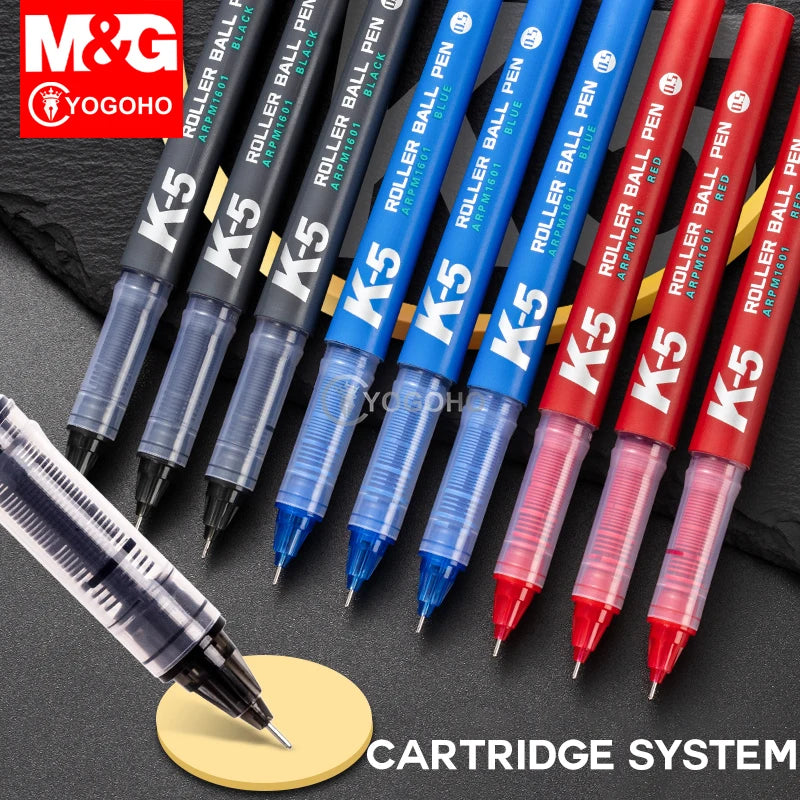 12PCS M&G Simple Pure Gel Pen 0.5mm M&G black blue red pen gel ink refill gelpen school office supplies stationary pens