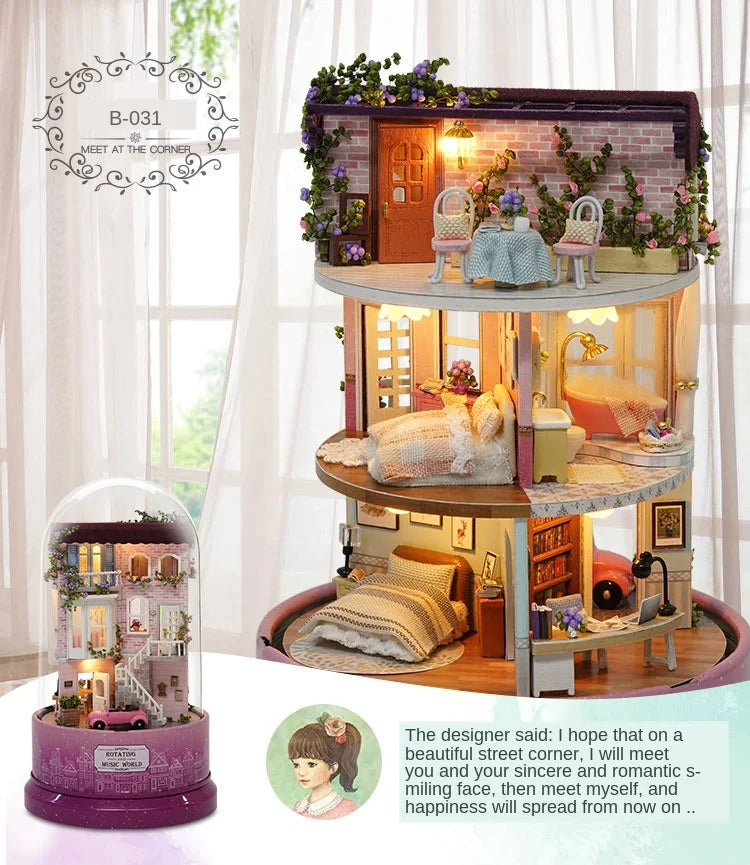 Doll House Mminiature Dollhouse Wooden Casa De Boneca Houses With Furnitures Toys For children Birthday Christmas Gifts  B027