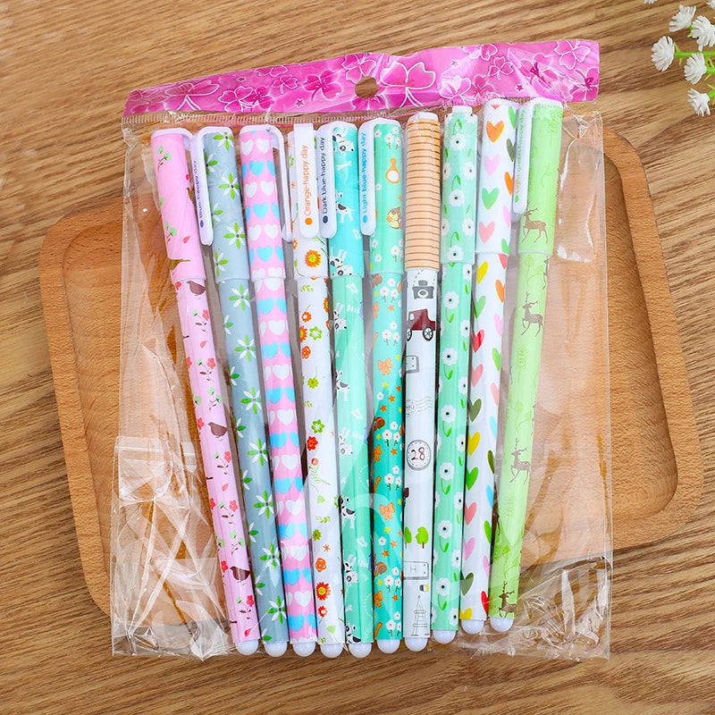 10 PCS Colored Gel Pens Set Kawaii Blue 0.5mm Ballpoint Pen for Journal Cute School Stationary Supplies