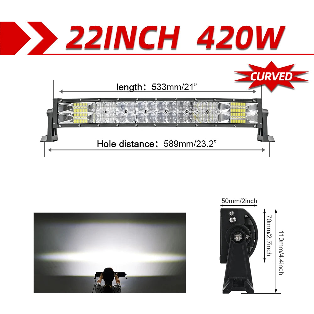 CO LIGHT 52" 12V 24V Offroad Led Light Bar Spot Flood Combo Beam 110000LM Led Bar 2-Row Led Work Light Bar for Car 4WD Truck SUV