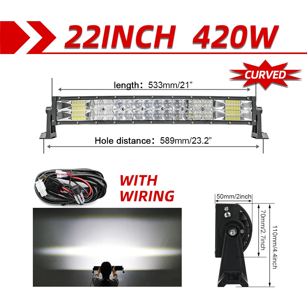 CO LIGHT 52" 12V 24V Offroad Led Light Bar Spot Flood Combo Beam 110000LM Led Bar 2-Row Led Work Light Bar for Car 4WD Truck SUV