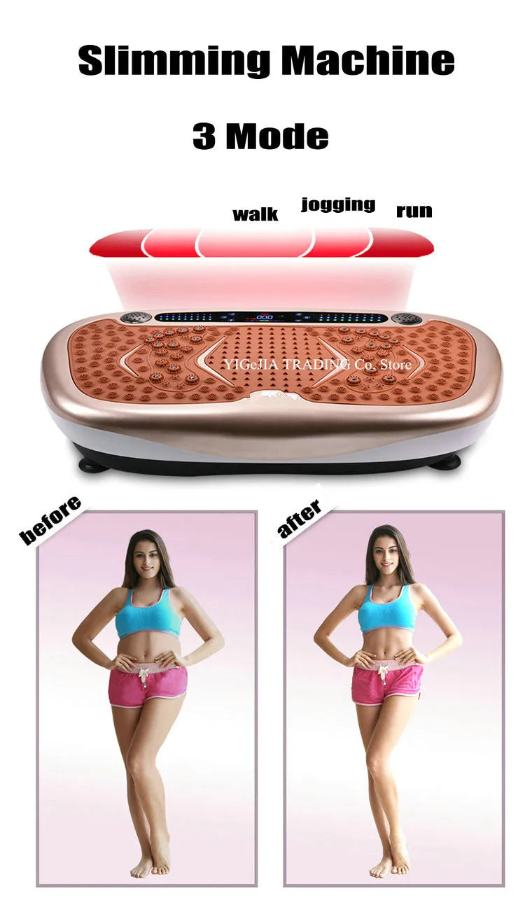 Household Body Shaping Slimming Machine with Pulling Rope, Silent Vibration Fitness Machine, Remote Control Fat Reducing Device