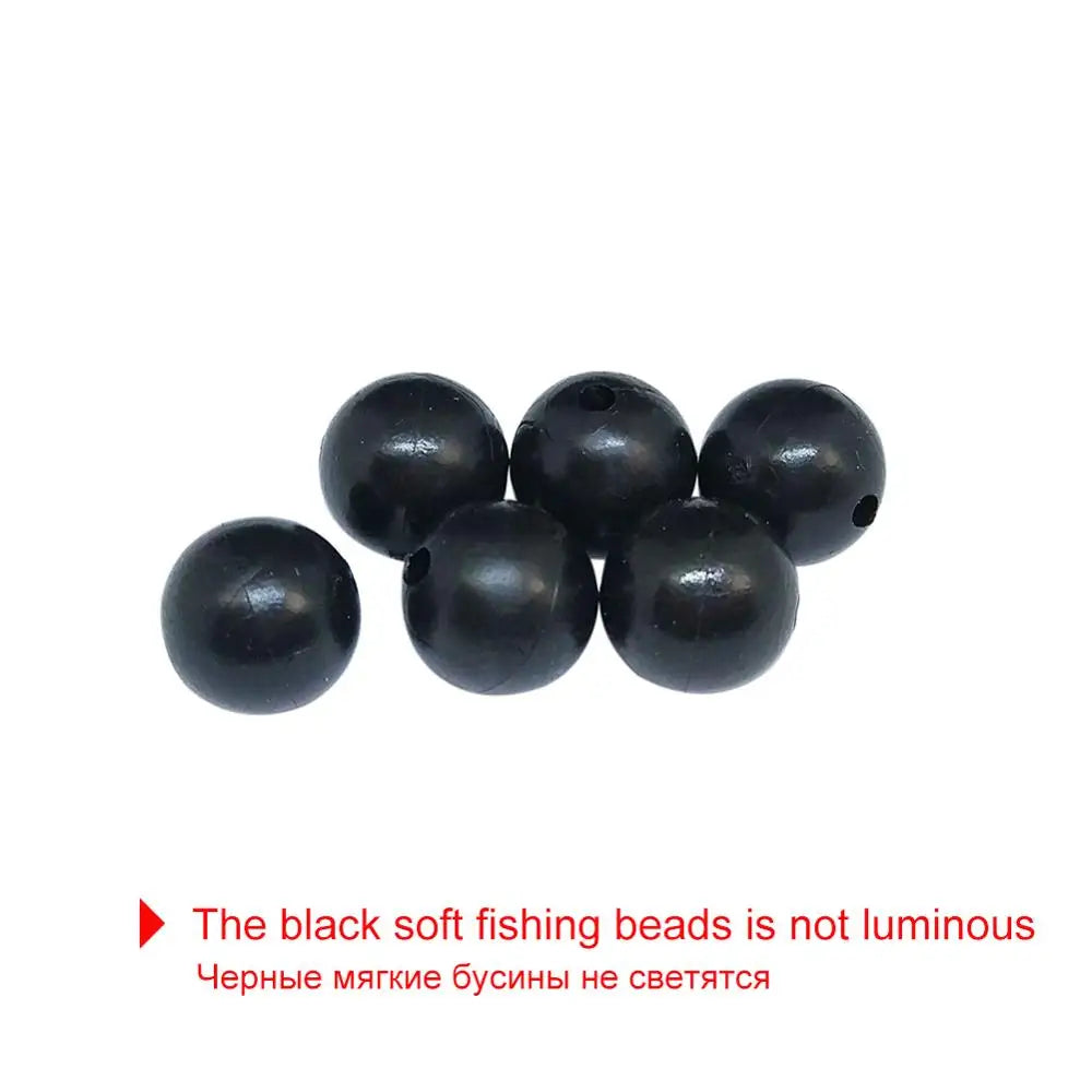 100pcs/lot Soft Fishing Beads Stopper 3mm-12mm Luminous Round Fishing Space Beans Stops Soft Rubber Rig Lure Accessories