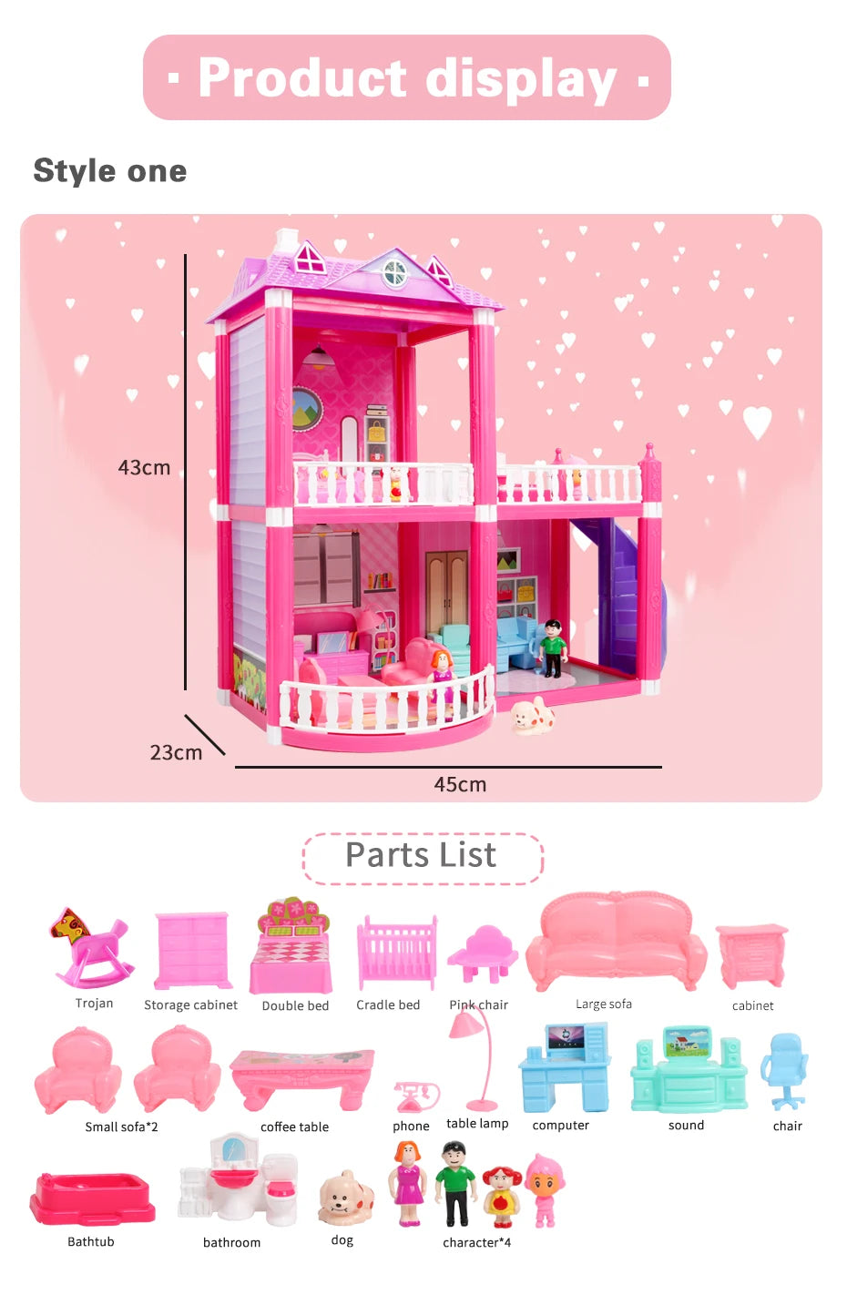 Baby DIY Doll house Toys Pink Assemble Princess Villa Handmade Construction Casa Miniature Furniture Dollhouse For Children Gift