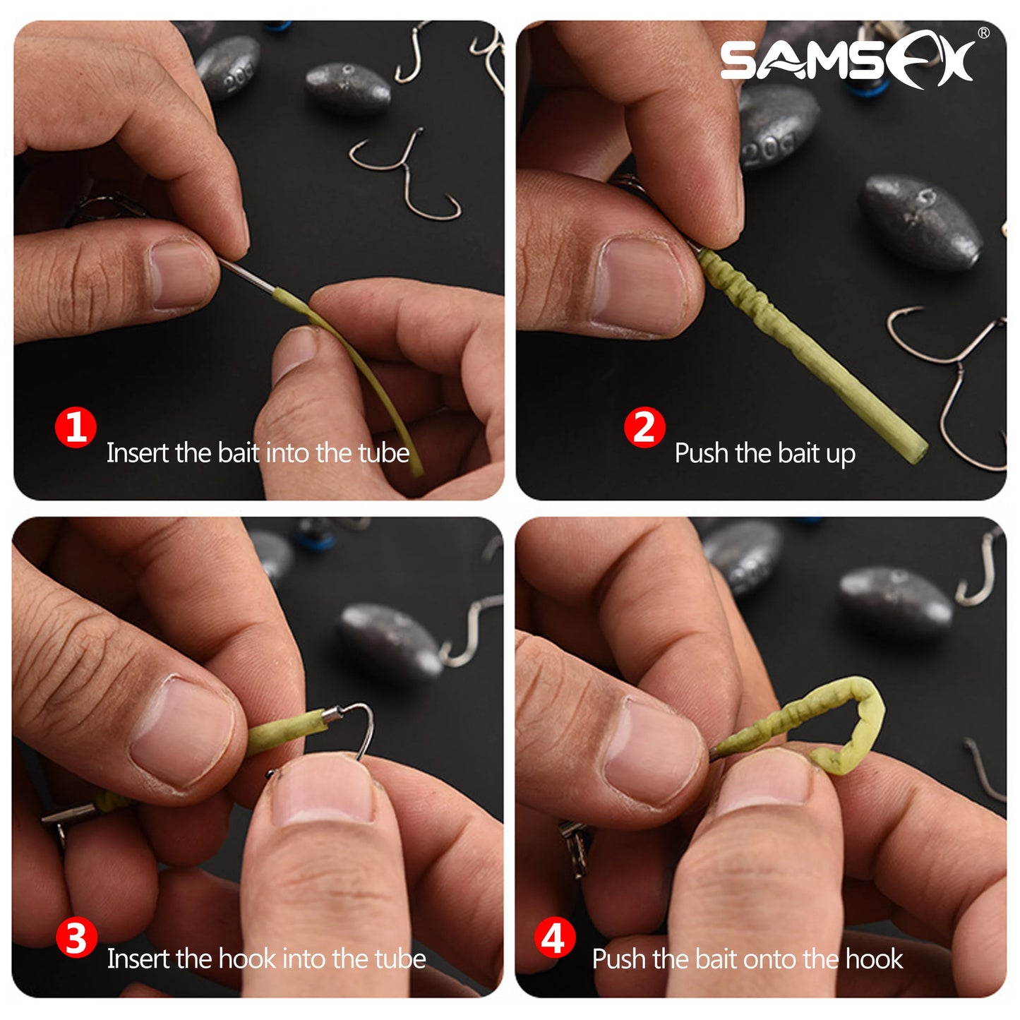 SAMSFX Fishing Quick Knot Tying Tool, Hook Sharpener, Split Rings Opener and Upper Bait Aid Gear Combo