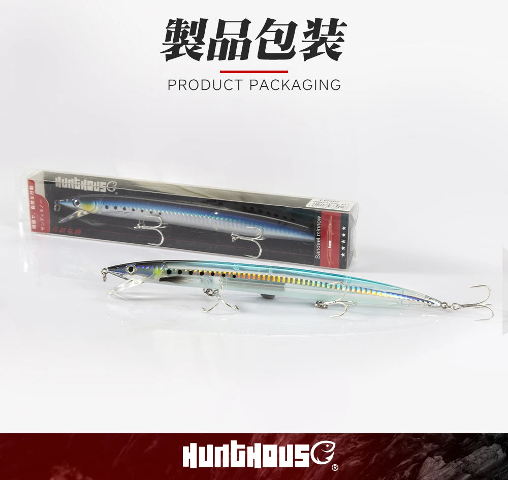 Hunthouse Minnow Fishing Lure Floating Sandeel Jerk Bonitos Seabass Fishing Tackle  Long Casting Seawater Hard Bait