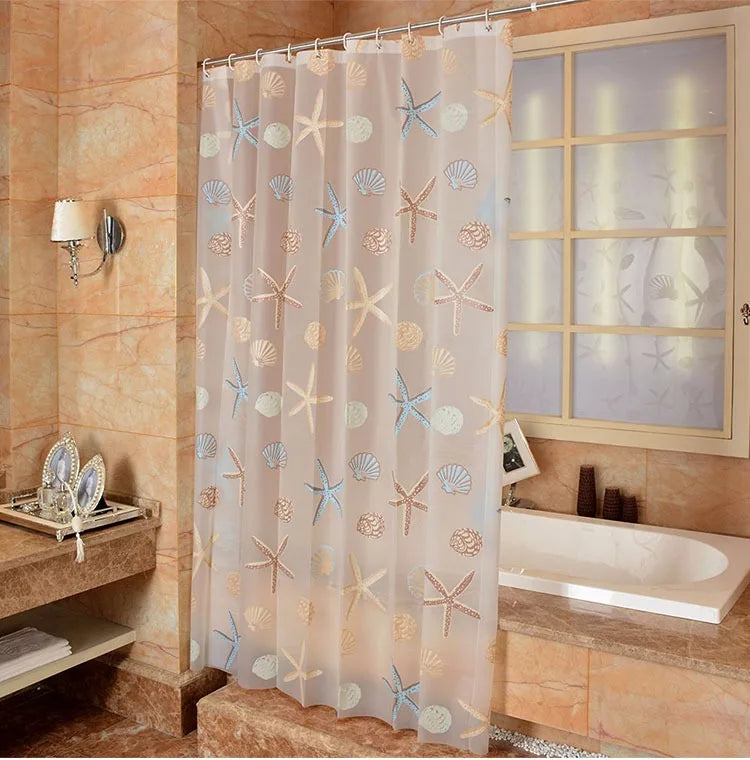 Clear PEVA Waterproof Mildew Bathroom Curtain Seaside Style Shower  Modern  WY615