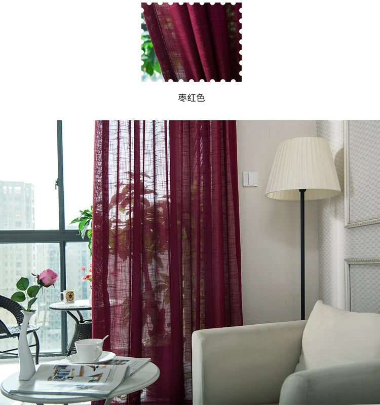 Simple modern cotton slub curtain yarn pure color cotton linen curtain yarn is thickened white curtain yarn for bedroom living