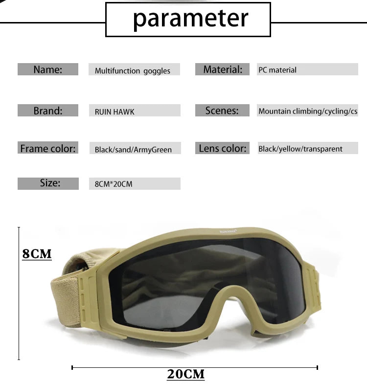 Tactical Glasses Men Shooting Hunting Glasses Military Gear Army Glasses Goggles Aisrsoft Paintball Protective Eye Glasses