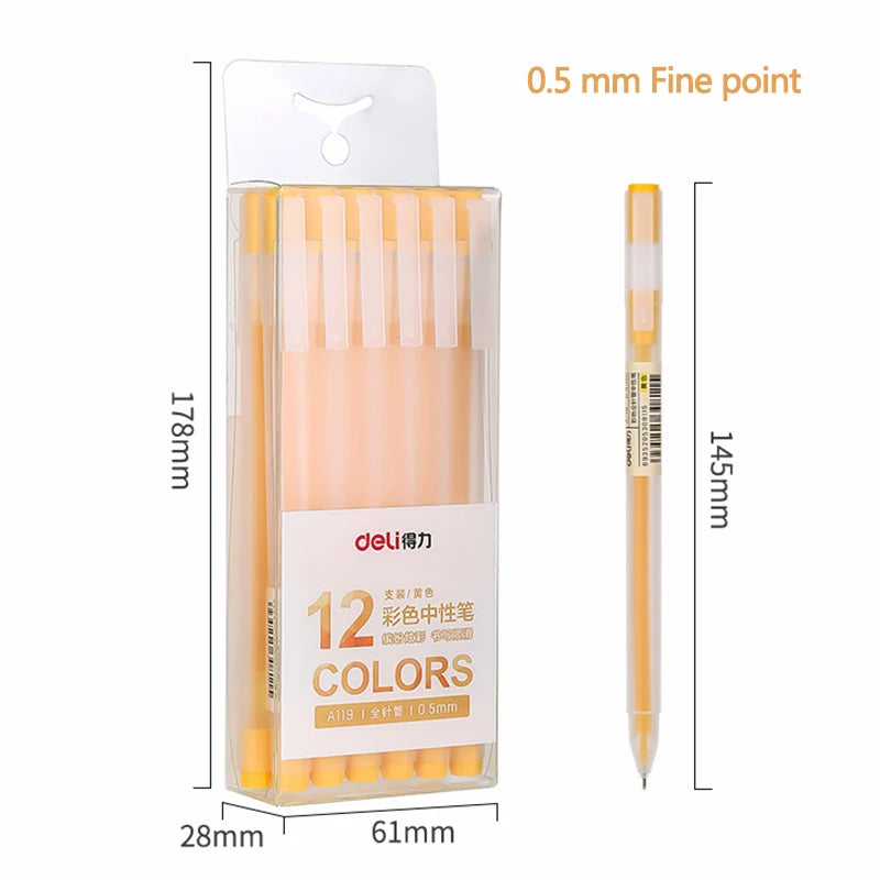 12 PCS Colored Gel Pens  8 colors 0.5 mm fine point Watercolor drawing Pen for journal School supplies Stationery