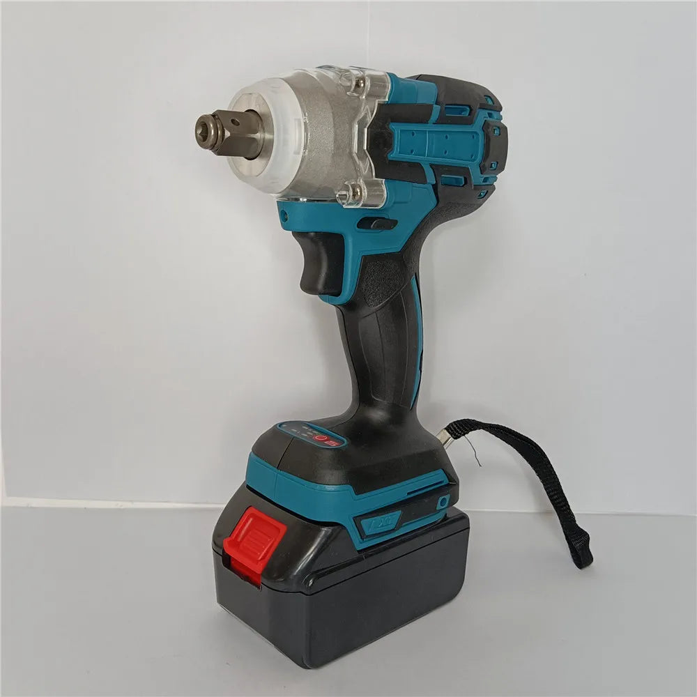 18V 2 In 1 Brushless Cordless Electric Impact Wrench 1/2Inch Power Tools 15000Amh Li Battery LED light Adapt To Makita Battery