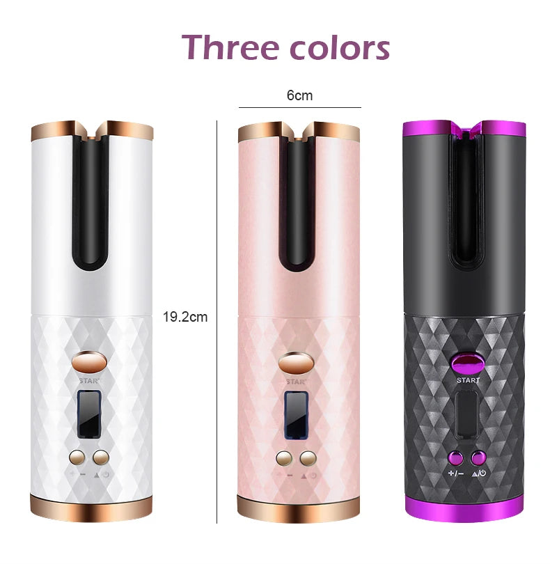 Automatic Hair Culers 3 Color Option USB Charging Portable Wireless Rotate Hair Curler Auto Hair Curling Iron Anti Scalding