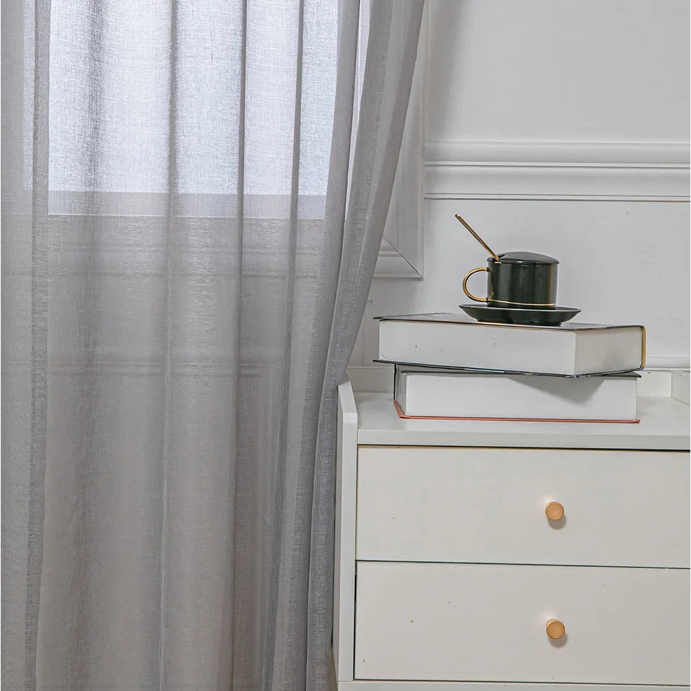 Cheap Gray Tulle Curtain Sheer Linen Curtains For Living Room Bedroom Kitchen Voile Tulle Sheer Curtains Window Treatments