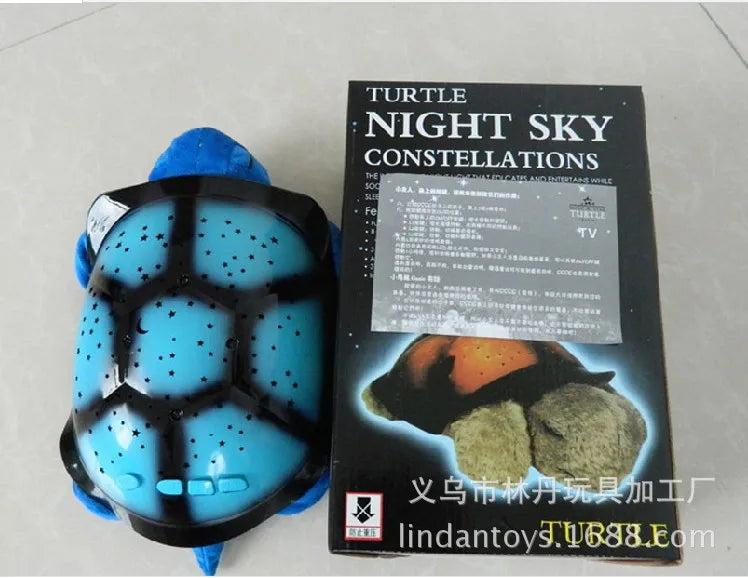 Children's Plush Tortoise Projector Lamp Music Starry Sky Projector Lamp Sleeps Luminous Toy Bedroom Decoration Night Light