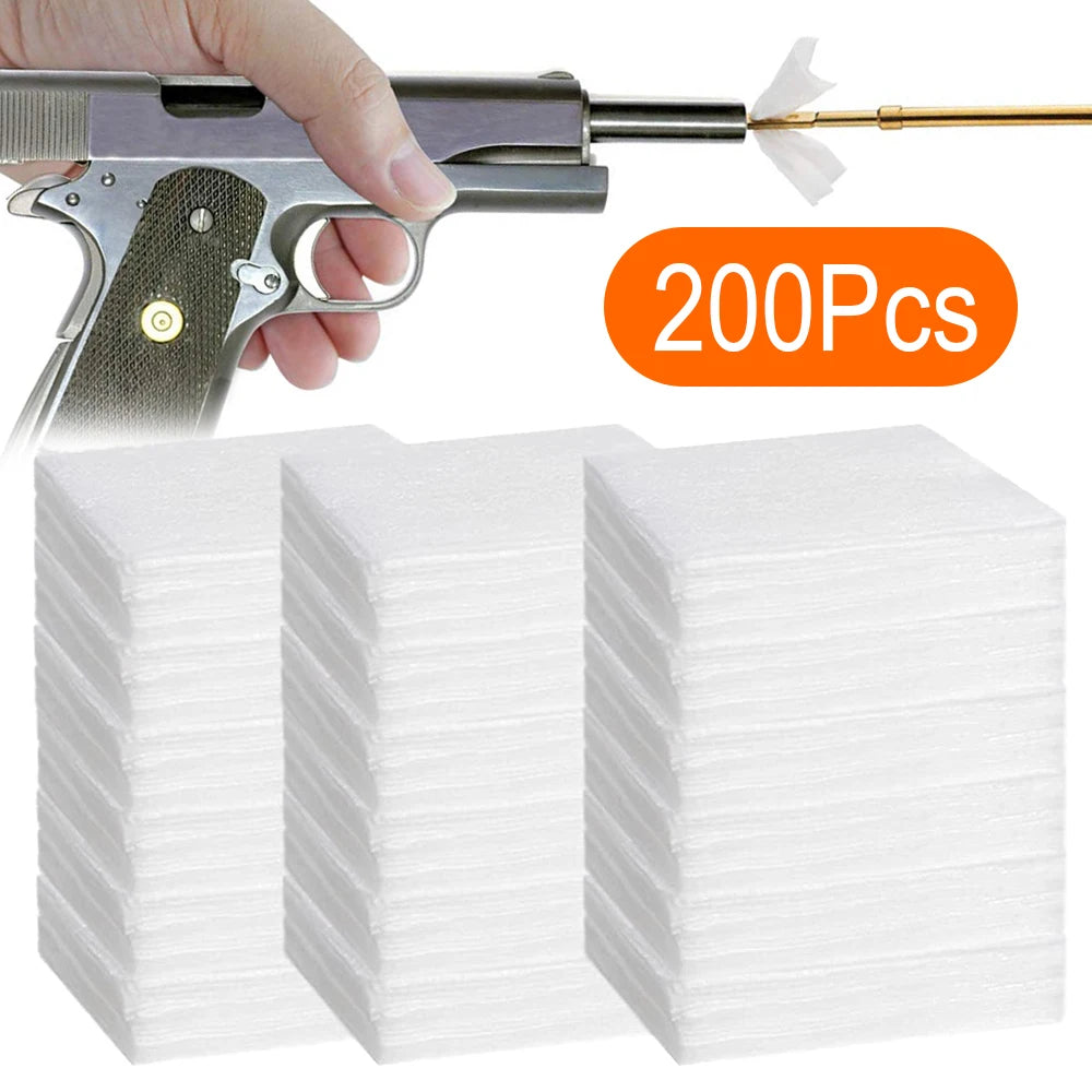 200Pcs Gun Cleaning Patches DisposableClean Cloth Pistol Rifle Airsoft Cleaning Tool for Hunting Gear Tactical Accessories