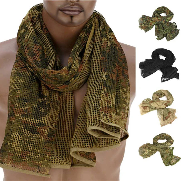 Cotton Camouflage Tactical Mesh Scarf Sniper Face Veil Camping Hunting Multi Purpose Hiking Scarve Ghillie Suit Clothes