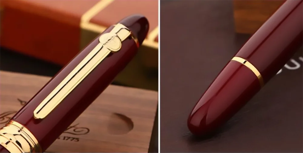 Duke 146 MY Metal Red Fountain Pen Iridium Medium Nib 0.7mm Golden Clip Writing Office Business School Ink  Stationary Gift Pen