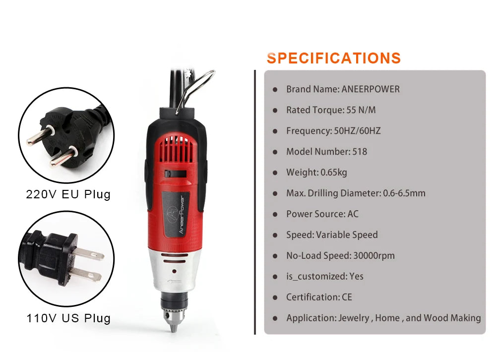 New Dremel 260W Mini Electric Drill Engraver Rotary Power Tool Polishing Machine Grinding Carving Engraving Pen With Accessories