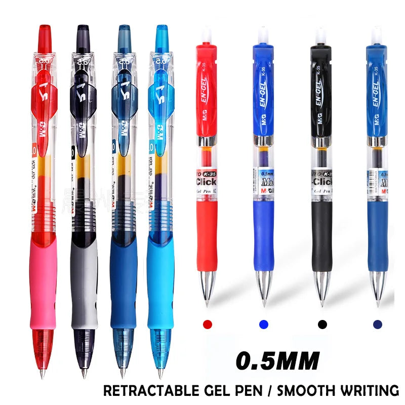 12PCS M&G Simple Pure Gel Pen 0.5mm M&G black blue red pen gel ink refill gelpen school office supplies stationary pens