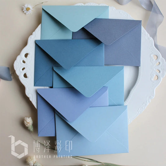 105x155 Mini Japanese Gauze Paper Envelopes Blue Color Series Envelope for Greeting Card, Letter, Stationary Storage Paper Gift