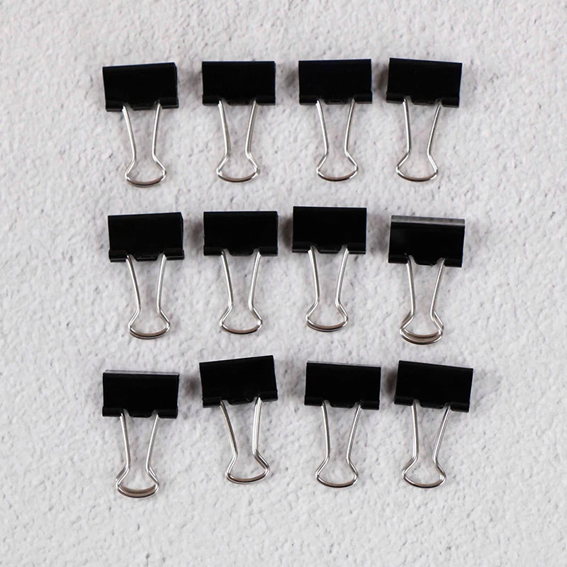 12Pcs Black Metal Binder Clips File Paper Clip Photo Stationary Office Supplies Kantoor School Briefpapier Document