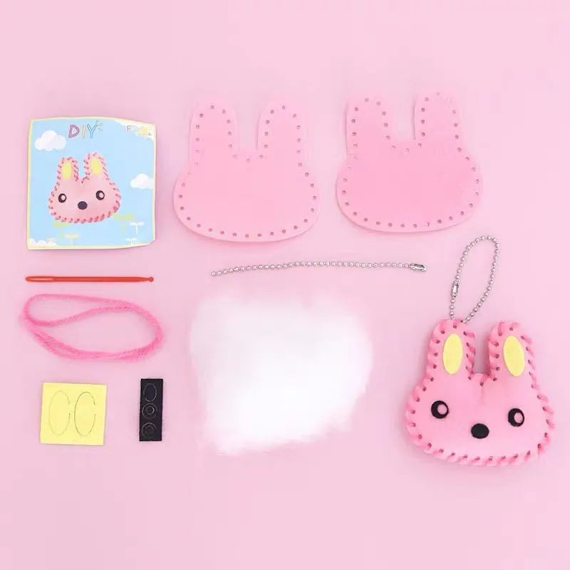 10Pcs/lot Handcraft Toys for Children Non-woven Fabric DIY Handmade Pink Bag Keychain Ornaments Arts Crafts Kits Creative Toy