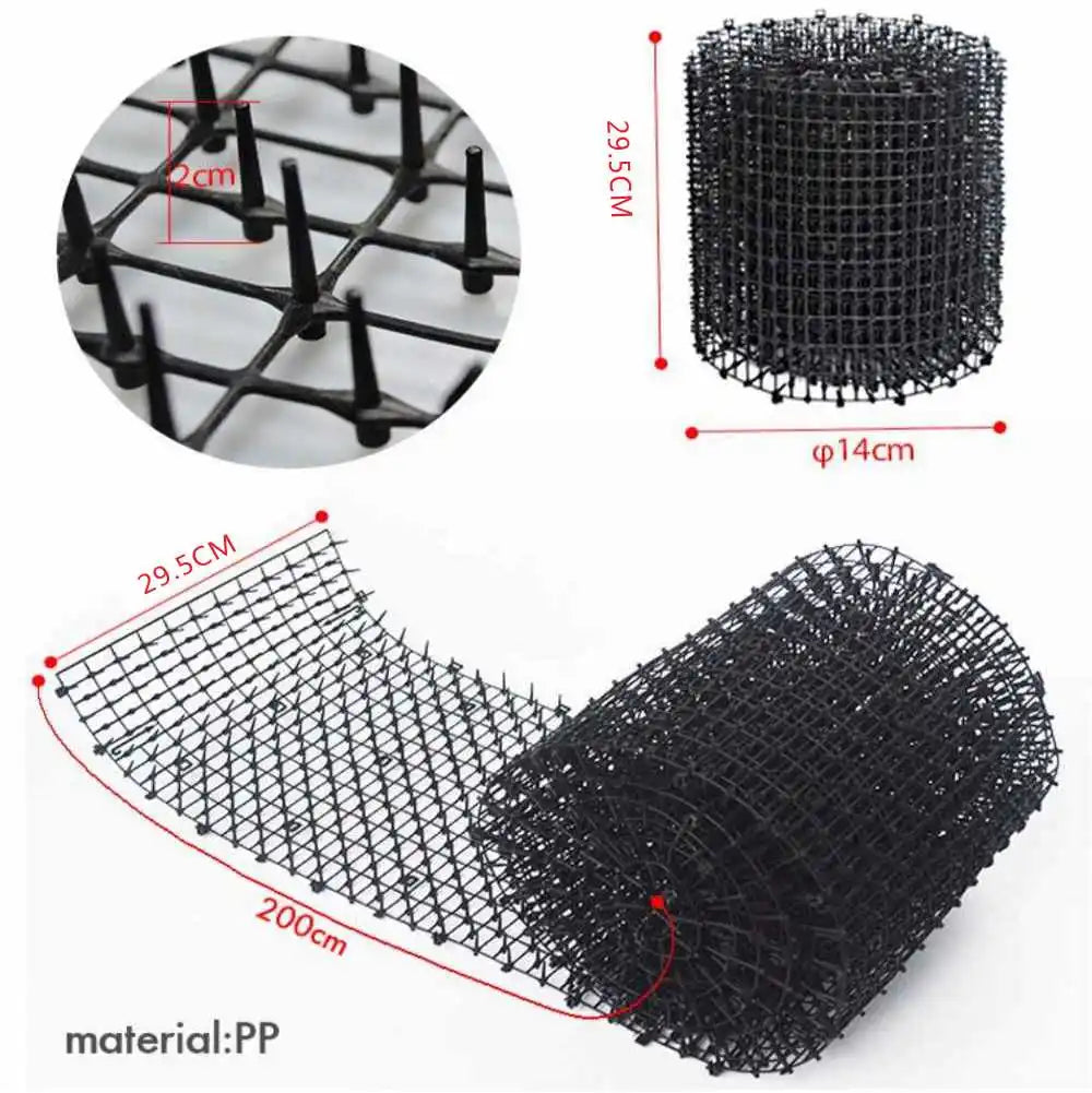 2/4/6M Garden Cat Scat Repellent Mat Prickle Strips Anti Cat Net Spike Deterrent Keep Cat Dog Away Digging Climbing Pets Supplie