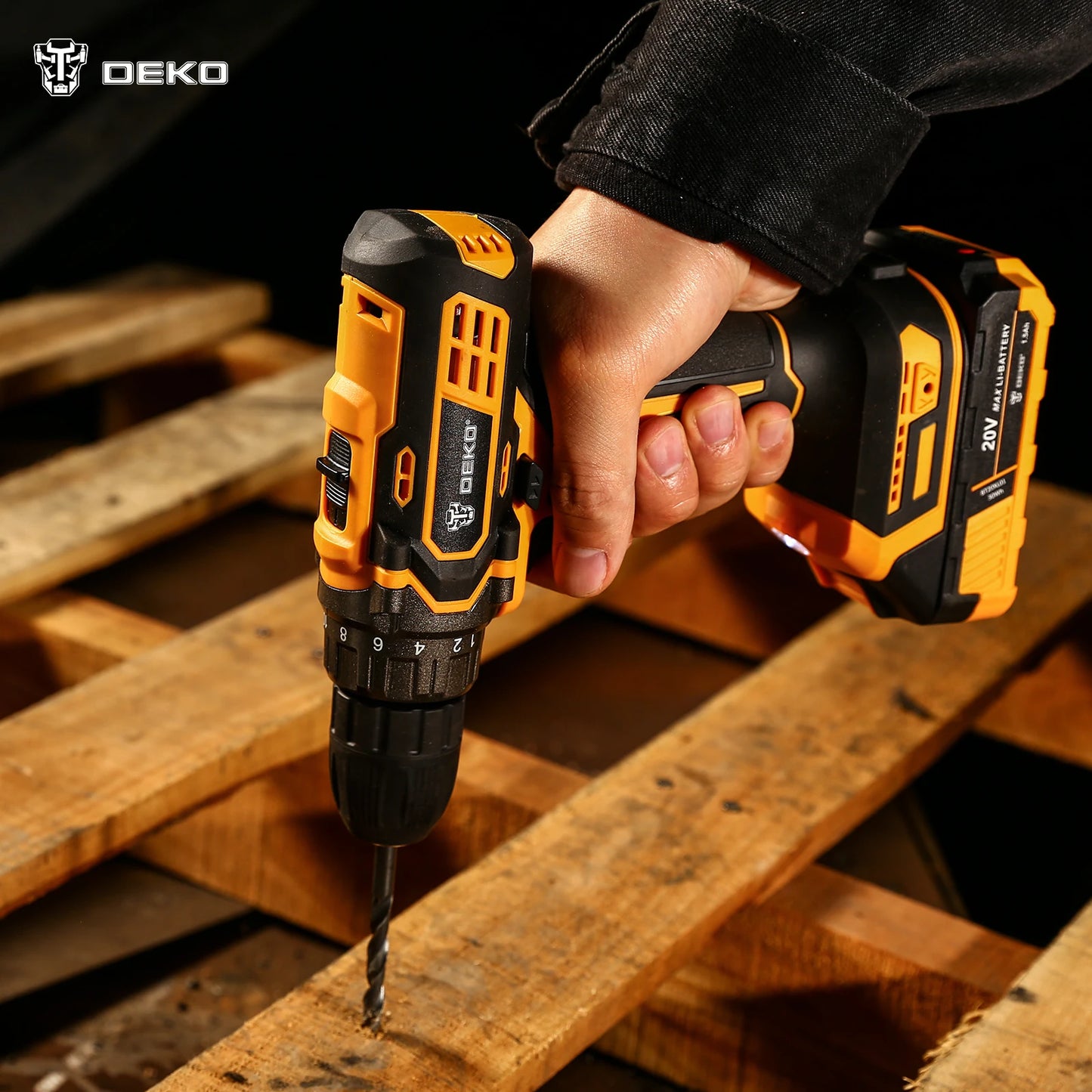 DEKO New 20V Cordless Drill Driver, 40N.m Electric Screwdriver,1500mAh Lithium-ion Battery,Fast Charger Power Tools for Home DIY