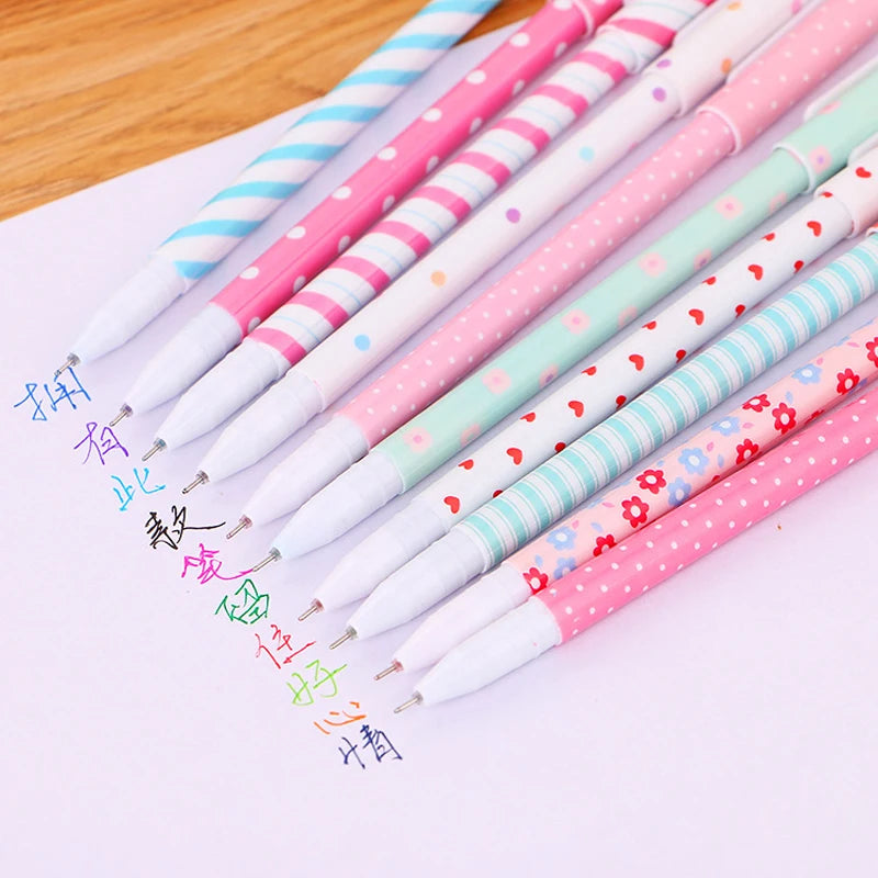 10 PCS Colored Gel Pens Set Kawaii Blue 0.5mm Ballpoint Pen for Journal Cute School Stationary Supplies