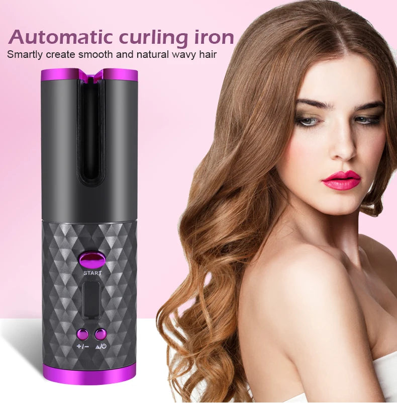 Automatic Hair Culers 3 Color Option USB Charging Portable Wireless Rotate Hair Curler Auto Hair Curling Iron Anti Scalding