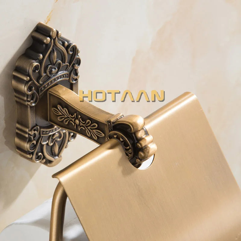 .,Solid AluminiumToilet Paper Holder Antique Brass Color Tissue Roll Paper Box Classic Bathroom Accessories YT-11292