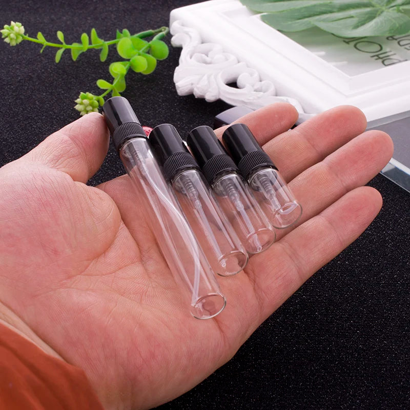 5pcs/pack 2ML 3ML 5ML 10ML Clear Mini Perfume Glass Bottle Empty Cosmetics Bottle Sample Test Tube Thin Glass Vials Amber