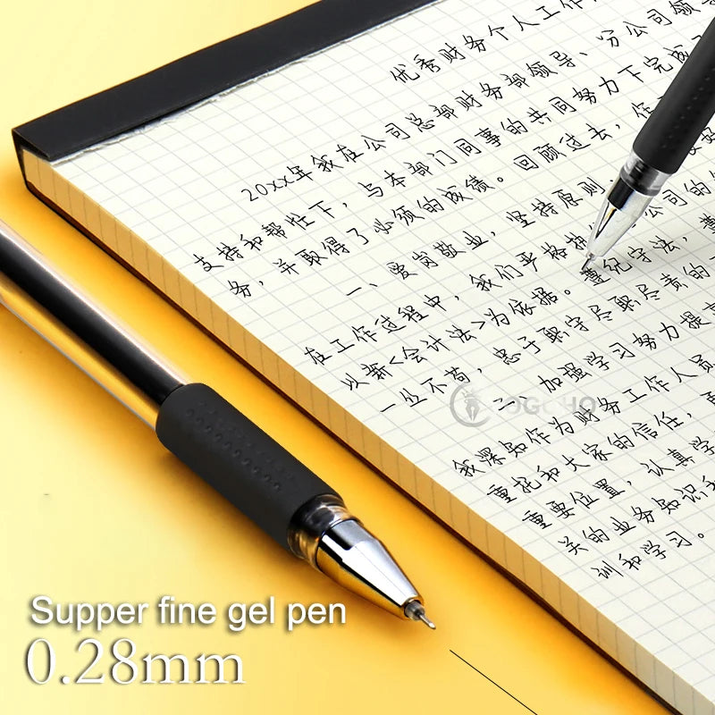 12pcs/box 0.28mm Ultra Fine point Gel Pen black ink refill gel pen for school office supplies stationary pens stationery