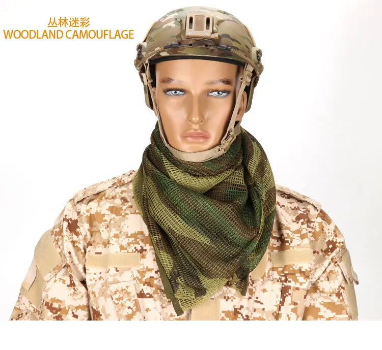 Cotton Camouflage Tactical Mesh Scarf Sniper Face Veil Camping Hunting Multi Purpose Hiking Scarve Ghillie Suit Clothes