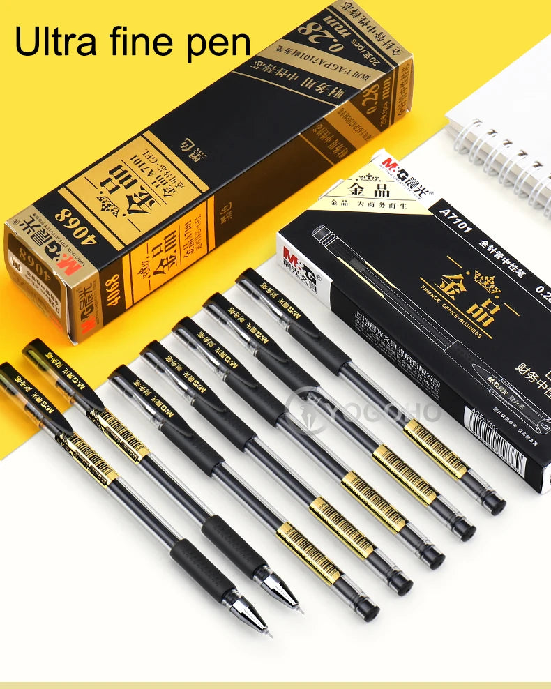 12pcs/box 0.28mm Ultra Fine point Gel Pen black ink refill gel pen for school office supplies stationary pens stationery