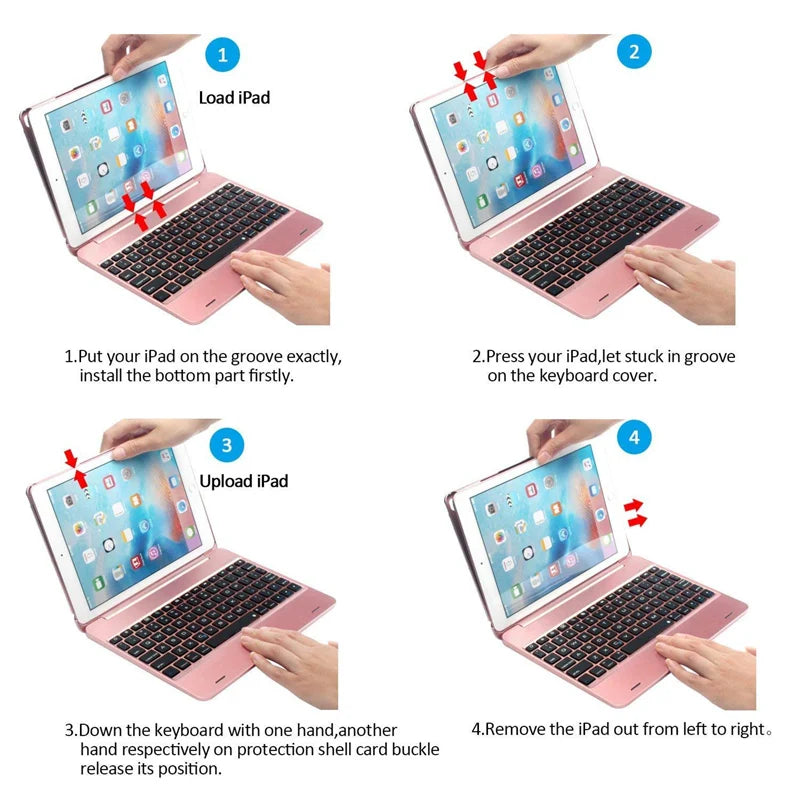 Keyboard Case For iPad 9.7 2017 2018 5th 6th generation iPad Air 1 2 ipad pro 9.7 Mini 1 2 3 4 5 bluetooth keyboard Cover cases